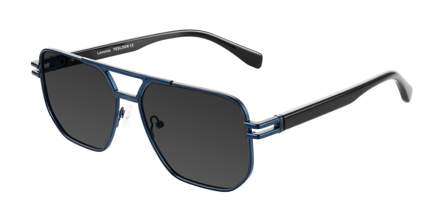 Angle of Lamonia in Matte Blue/Black with Gray Tinted Lenses