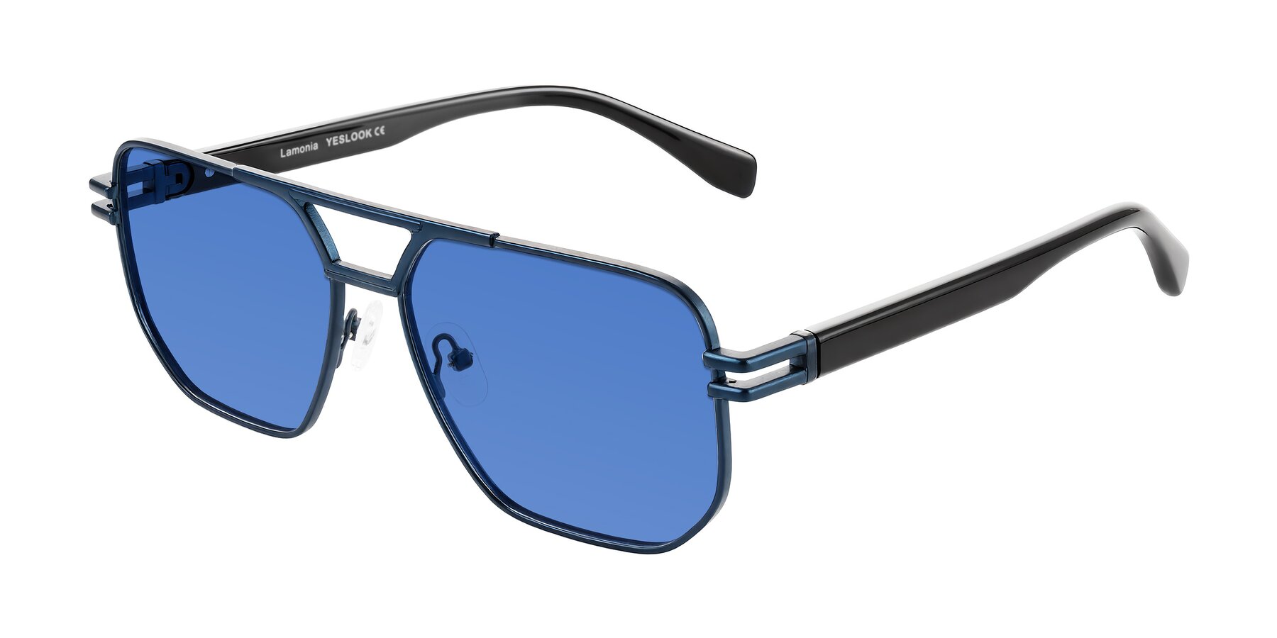 Angle of Lamonia in Matte Blue/Black with Blue Tinted Lenses