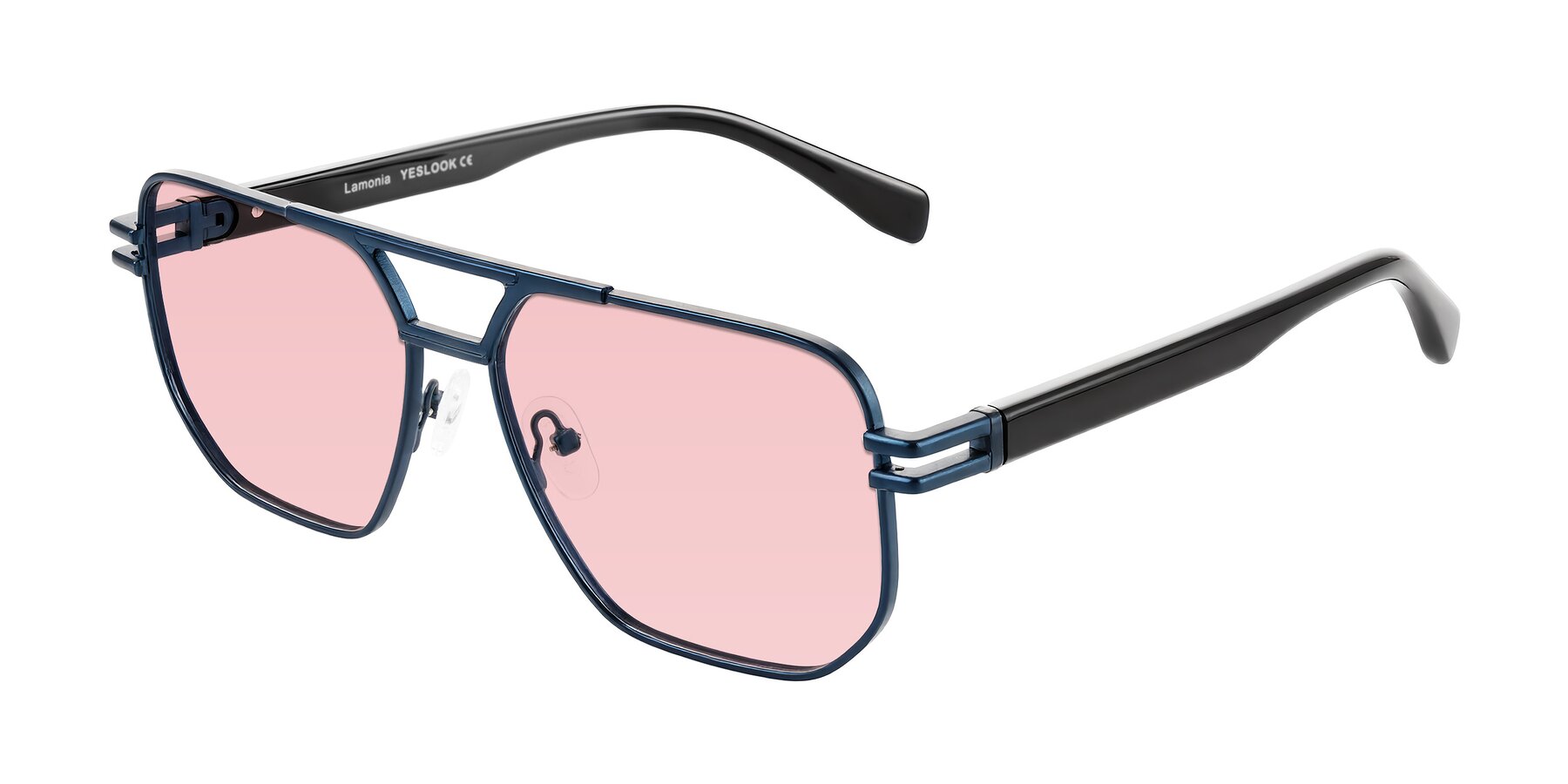 Angle of Lamonia in Matte Blue/Black with Light Garnet Tinted Lenses