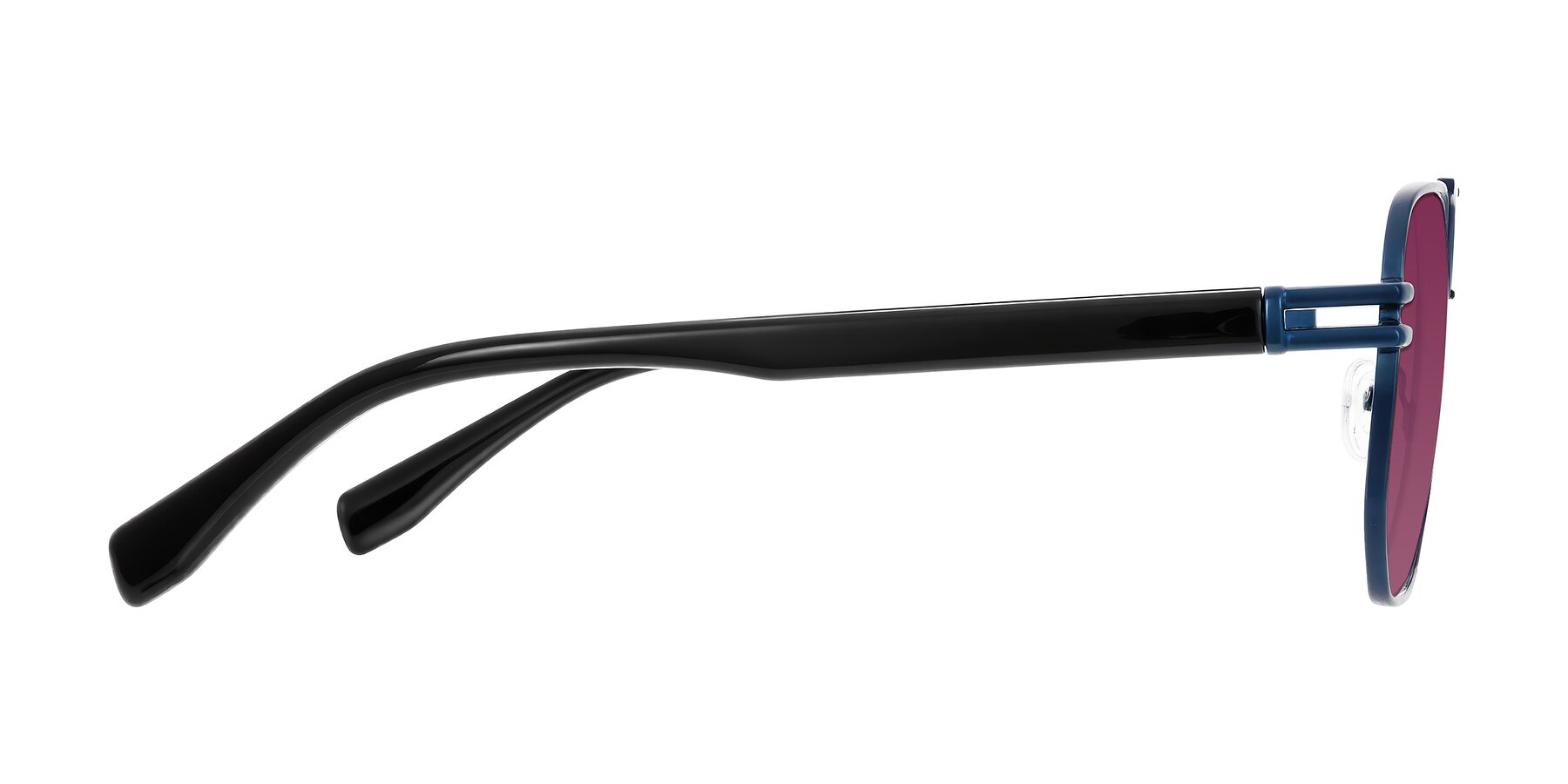 Side of Lamonia in Matte Blue/Black with Wine Tinted Lenses