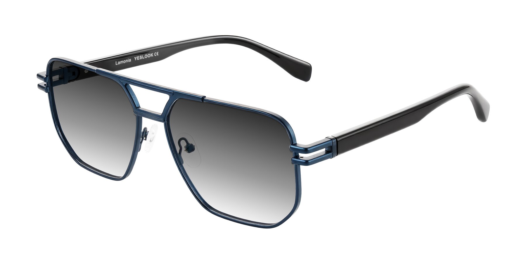 Angle of Lamonia in Matte Blue/Black with Gray Gradient Lenses