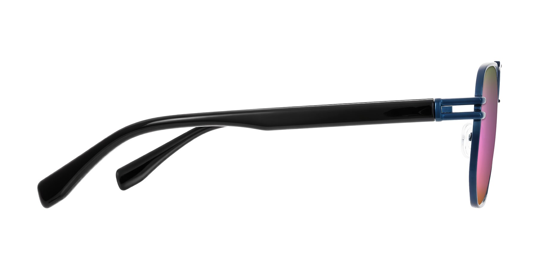 Side of Lamonia in Matte Blue/Black with Pink Mirrored Lenses