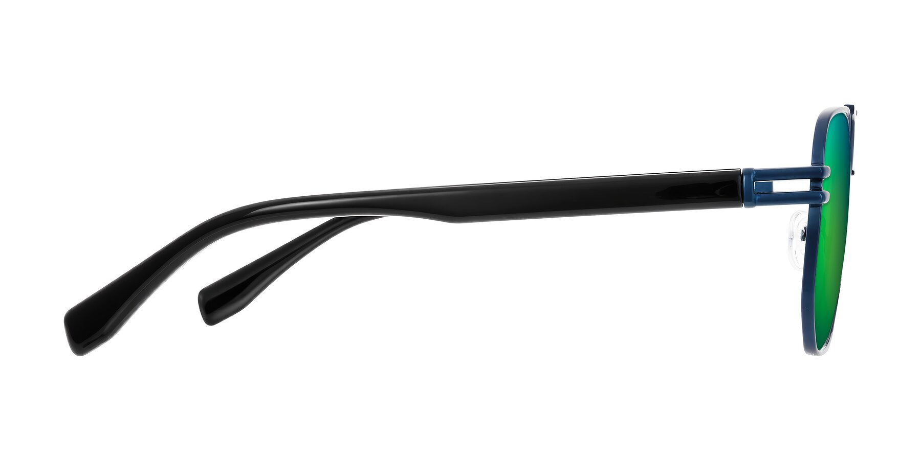 Side of Lamonia in Matte Blue/Black with Green Mirrored Lenses