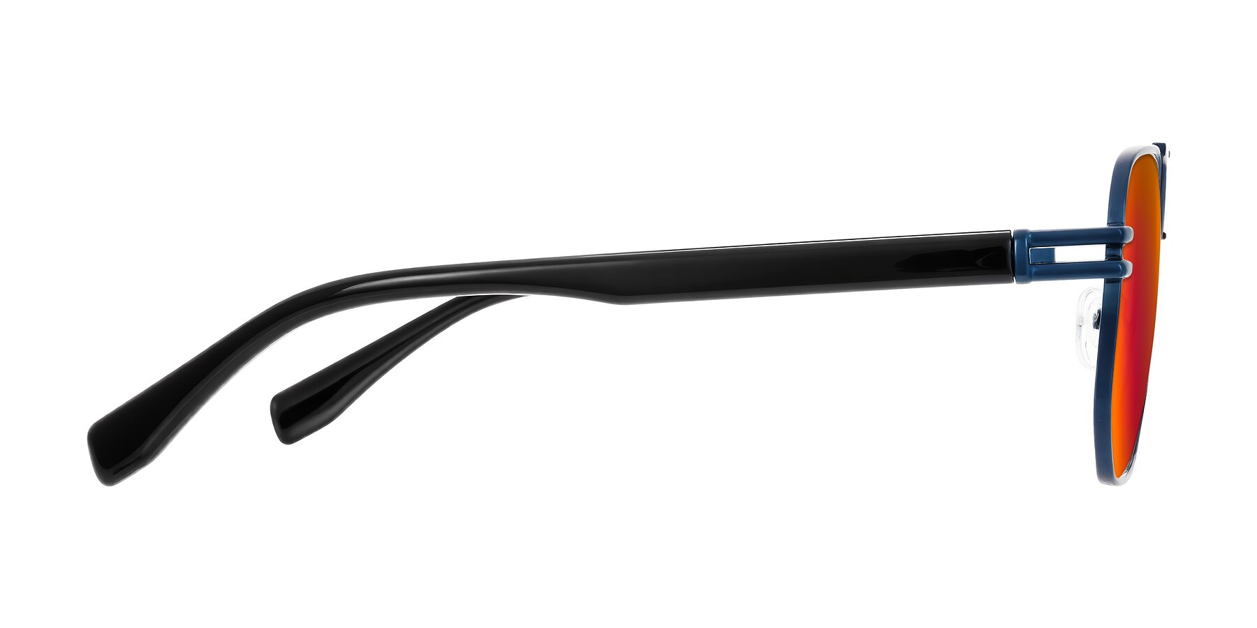 Side of Lamonia in Matte Blue/Black with Red Gold Mirrored Lenses