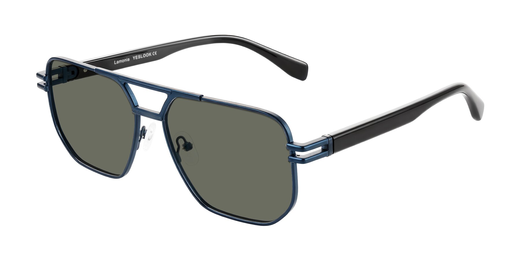 Angle of Lamonia in Matte Blue/Black with Gray Polarized Lenses