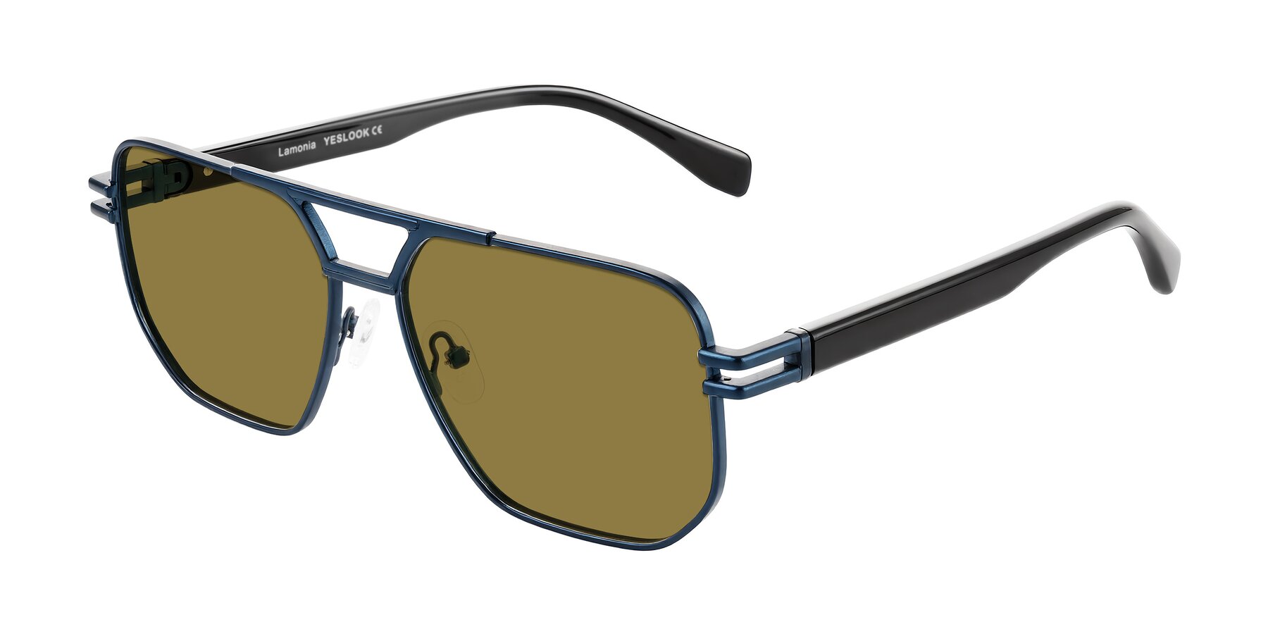 Angle of Lamonia in Matte Blue/Black with Brown Polarized Lenses