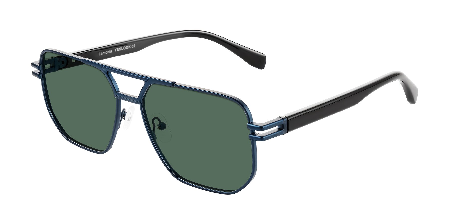 Angle of Lamonia in Matte Blue/Black with Green Polarized Lenses