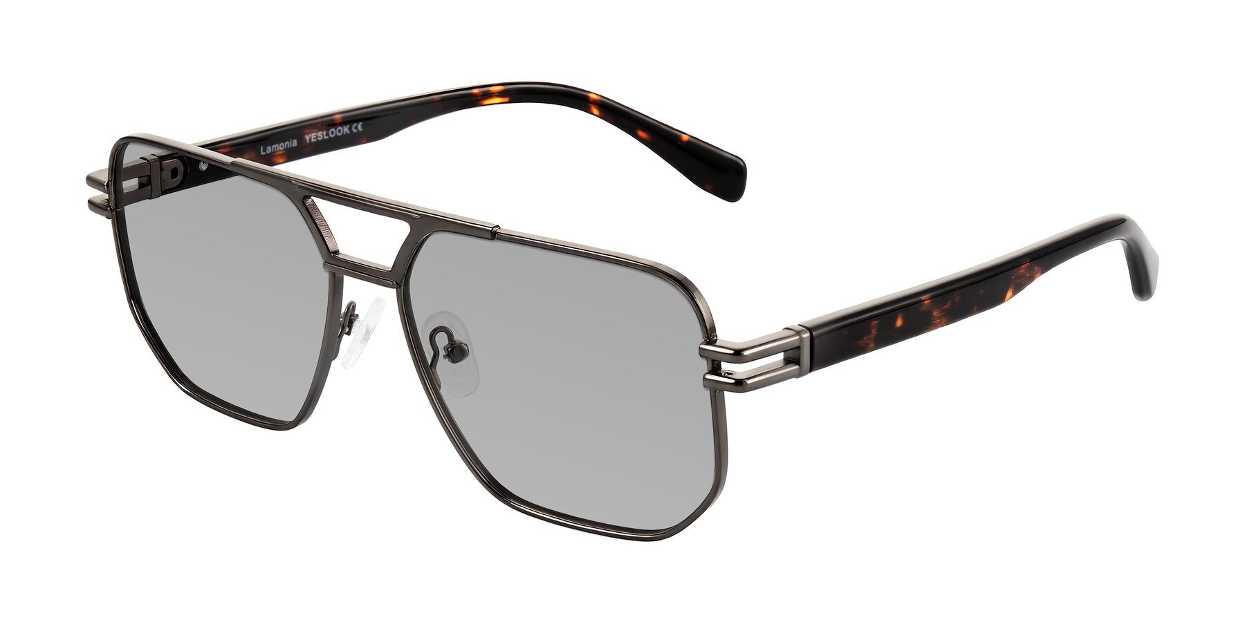 Angle of Lamonia in Matte Gunmetal/Tortoise with Light Gray Tinted Lenses