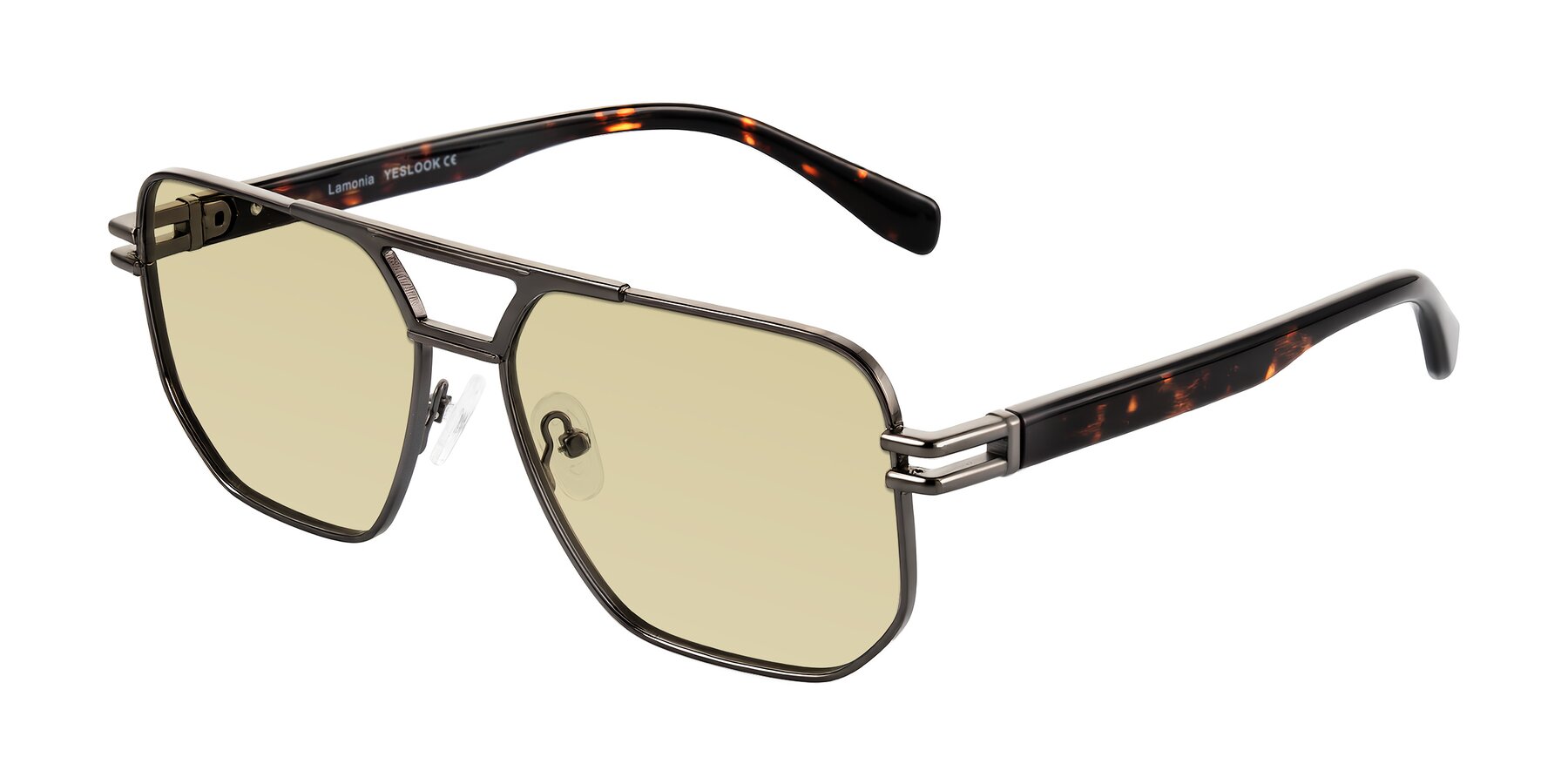 Angle of Lamonia in Matte Gunmetal/Tortoise with Light Champagne Tinted Lenses