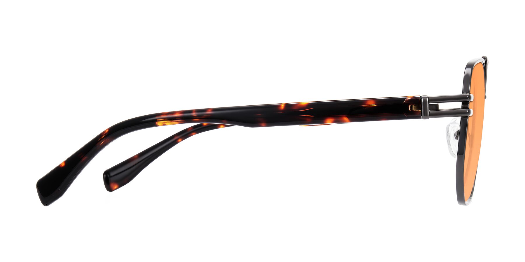 Side of Lamonia in Matte Gunmetal/Tortoise with Medium Orange Tinted Lenses