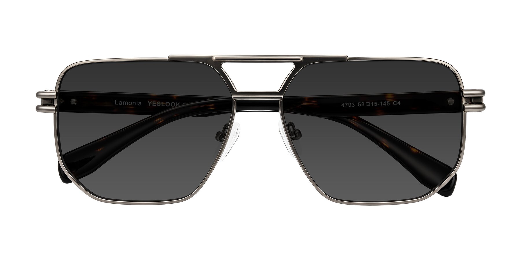 Folded Front of Lamonia in Matte Gunmetal/Tortoise with Gray Tinted Lenses