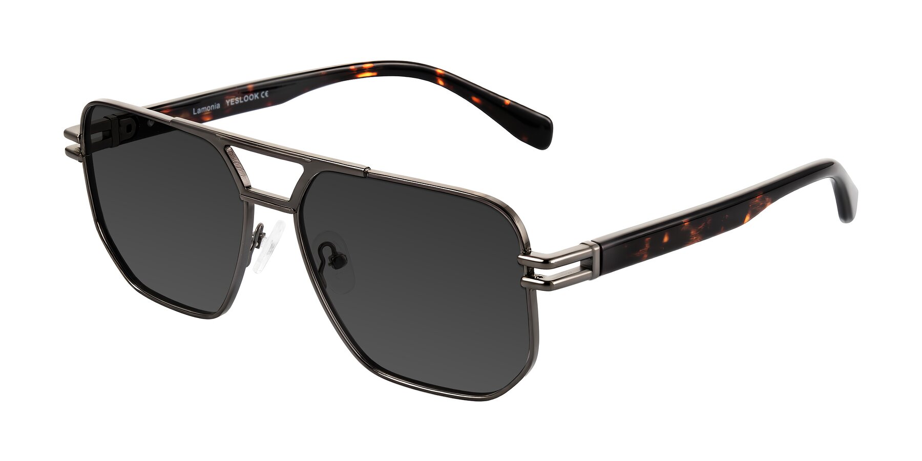 Angle of Lamonia in Matte Gunmetal/Tortoise with Gray Tinted Lenses