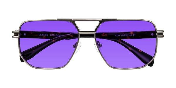 Front of Lamonia in Matte Gunmetal/Tortoise