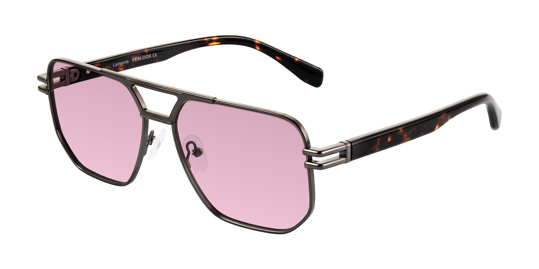 Angle of Lamonia in Matte Gunmetal/Tortoise with Light Wine Tinted Lenses