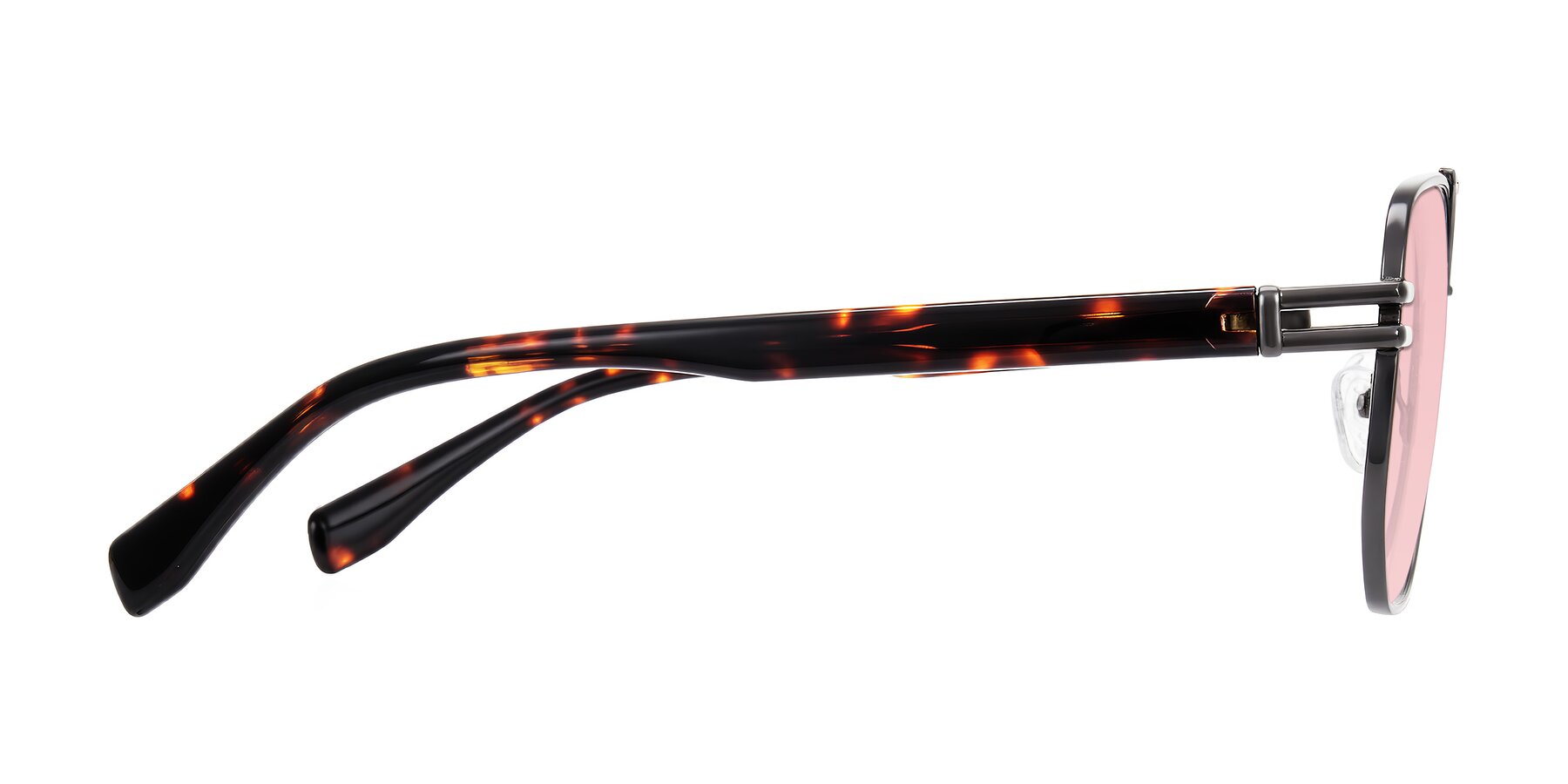 Side of Lamonia in Matte Gunmetal/Tortoise with Light Garnet Tinted Lenses