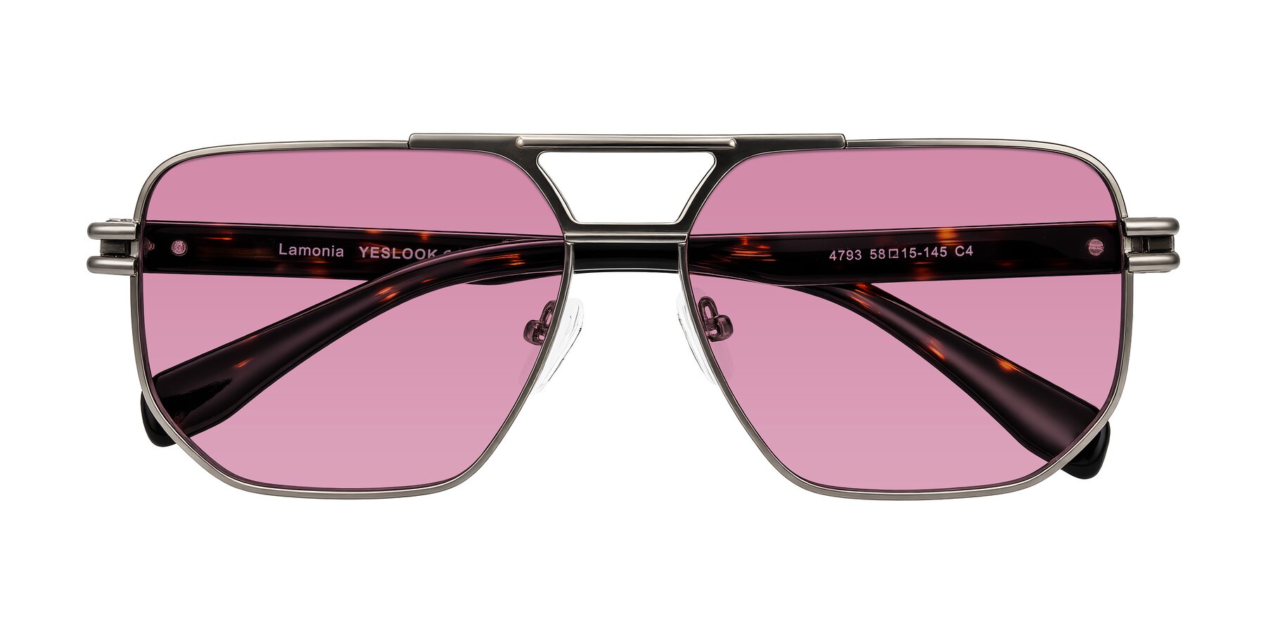 Folded Front of Lamonia in Matte Gunmetal/Tortoise with Medium Wine Tinted Lenses