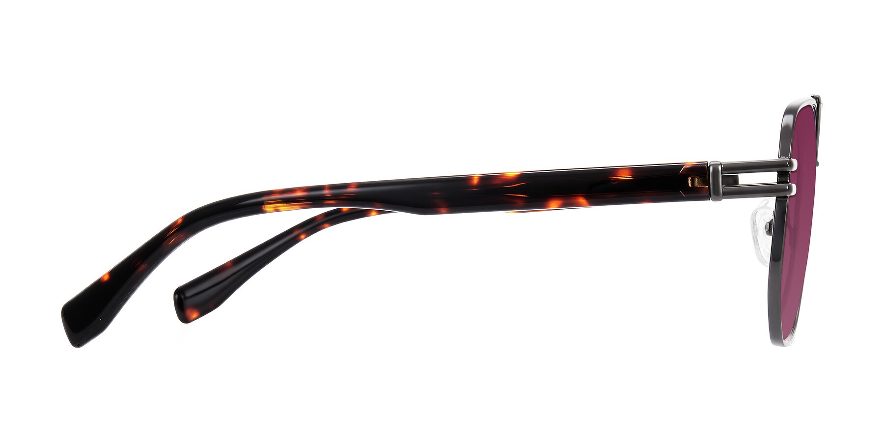Side of Lamonia in Matte Gunmetal/Tortoise with Wine Tinted Lenses