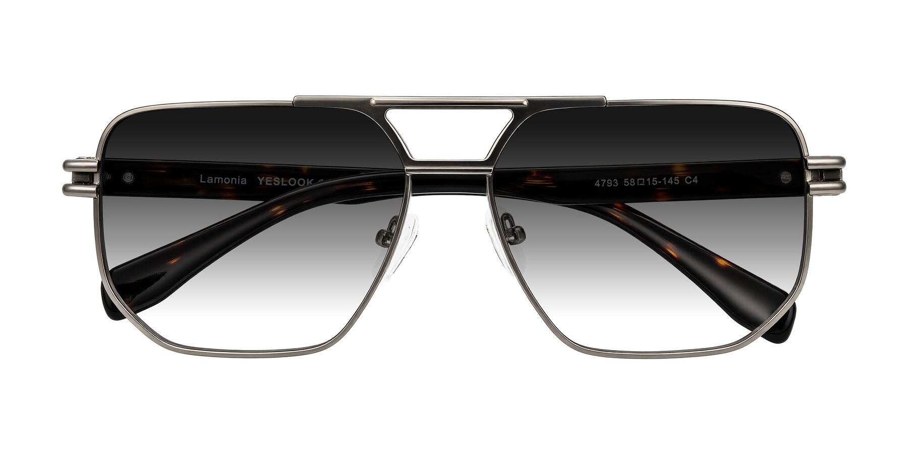 Folded Front of Lamonia in Matte Gunmetal/Tortoise with Gray Gradient Lenses