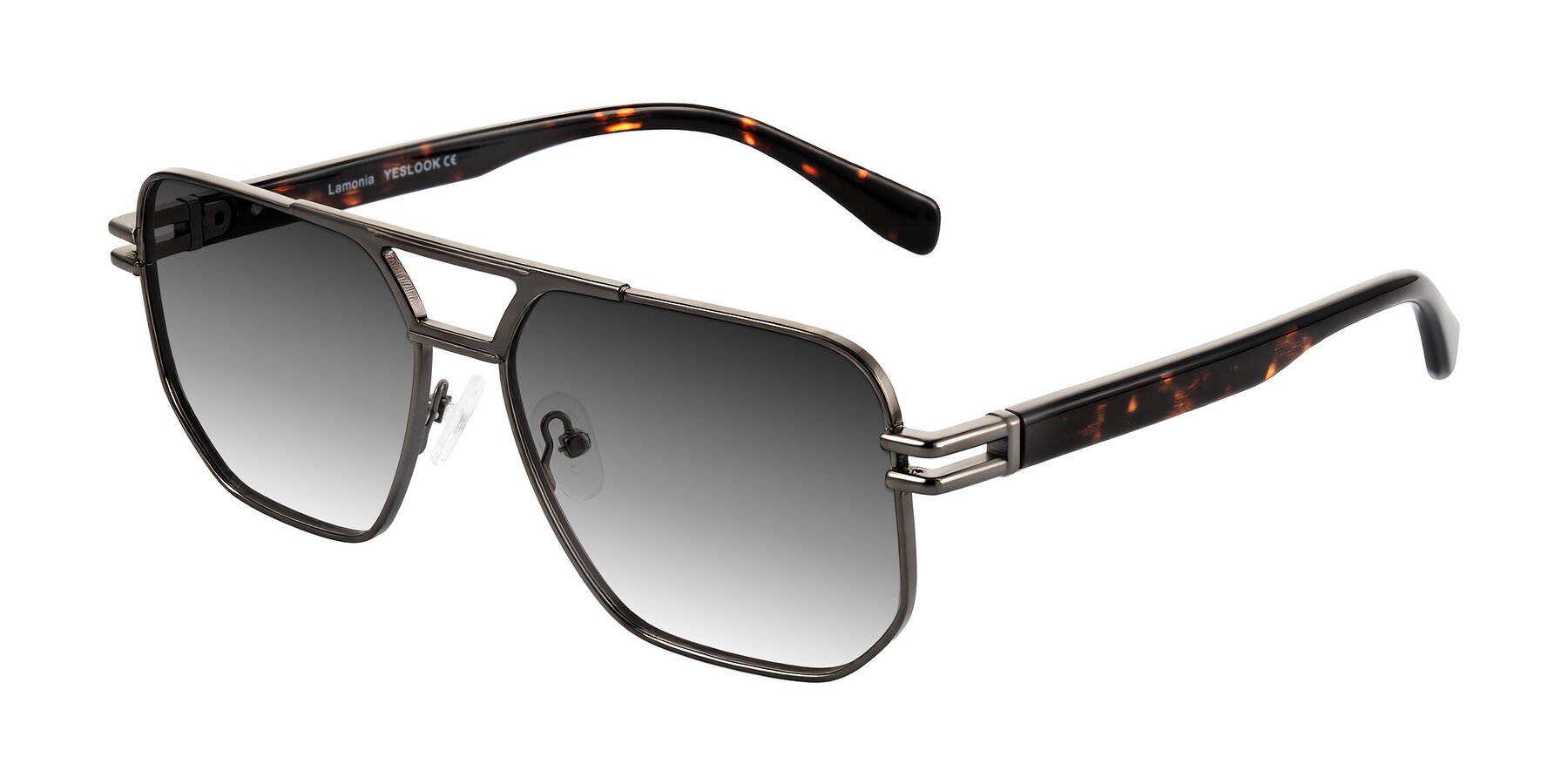 Angle of Lamonia in Matte Gunmetal/Tortoise with Gray Gradient Lenses