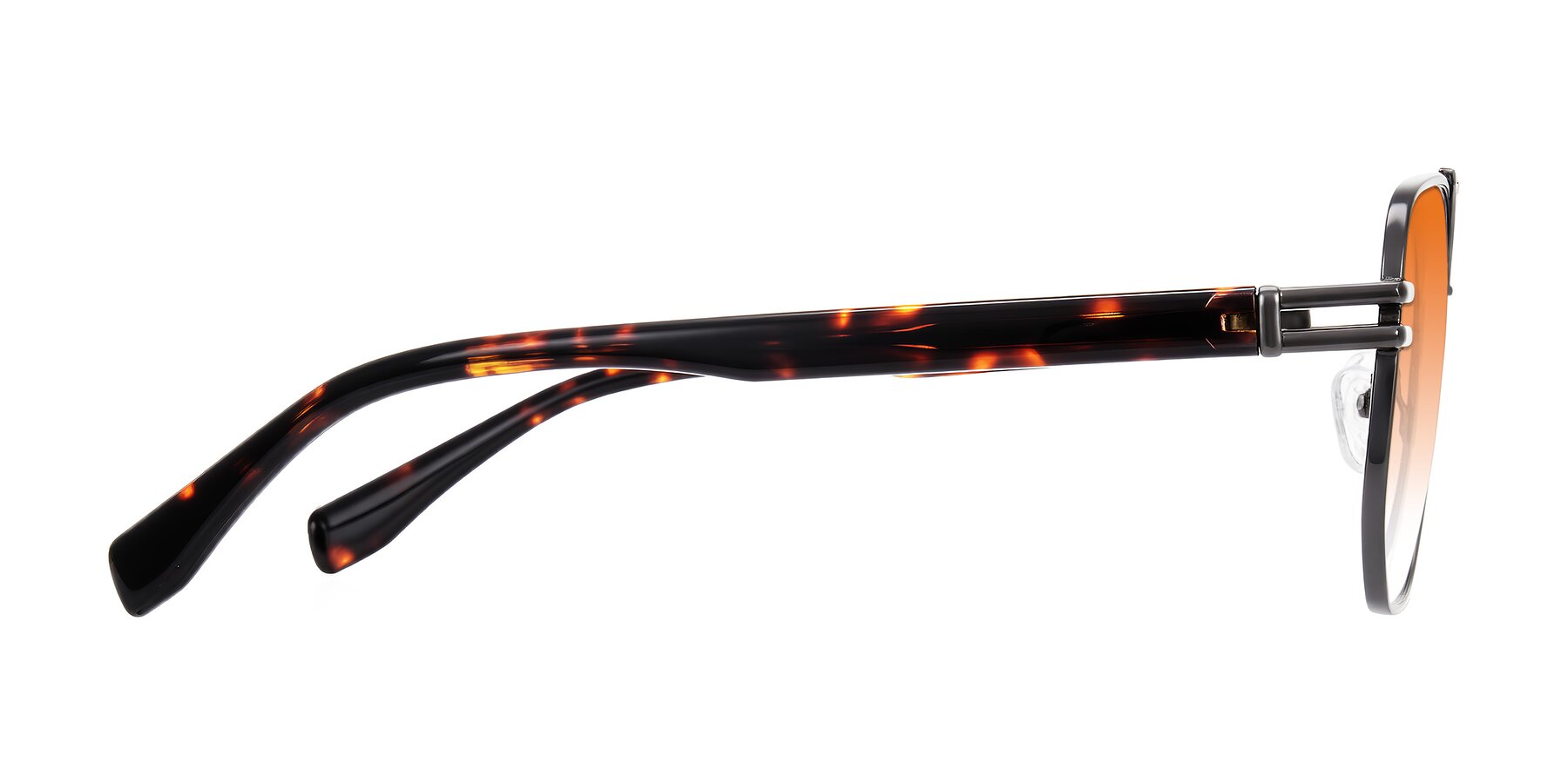 Side of Lamonia in Matte Gunmetal/Tortoise with Orange Gradient Lenses
