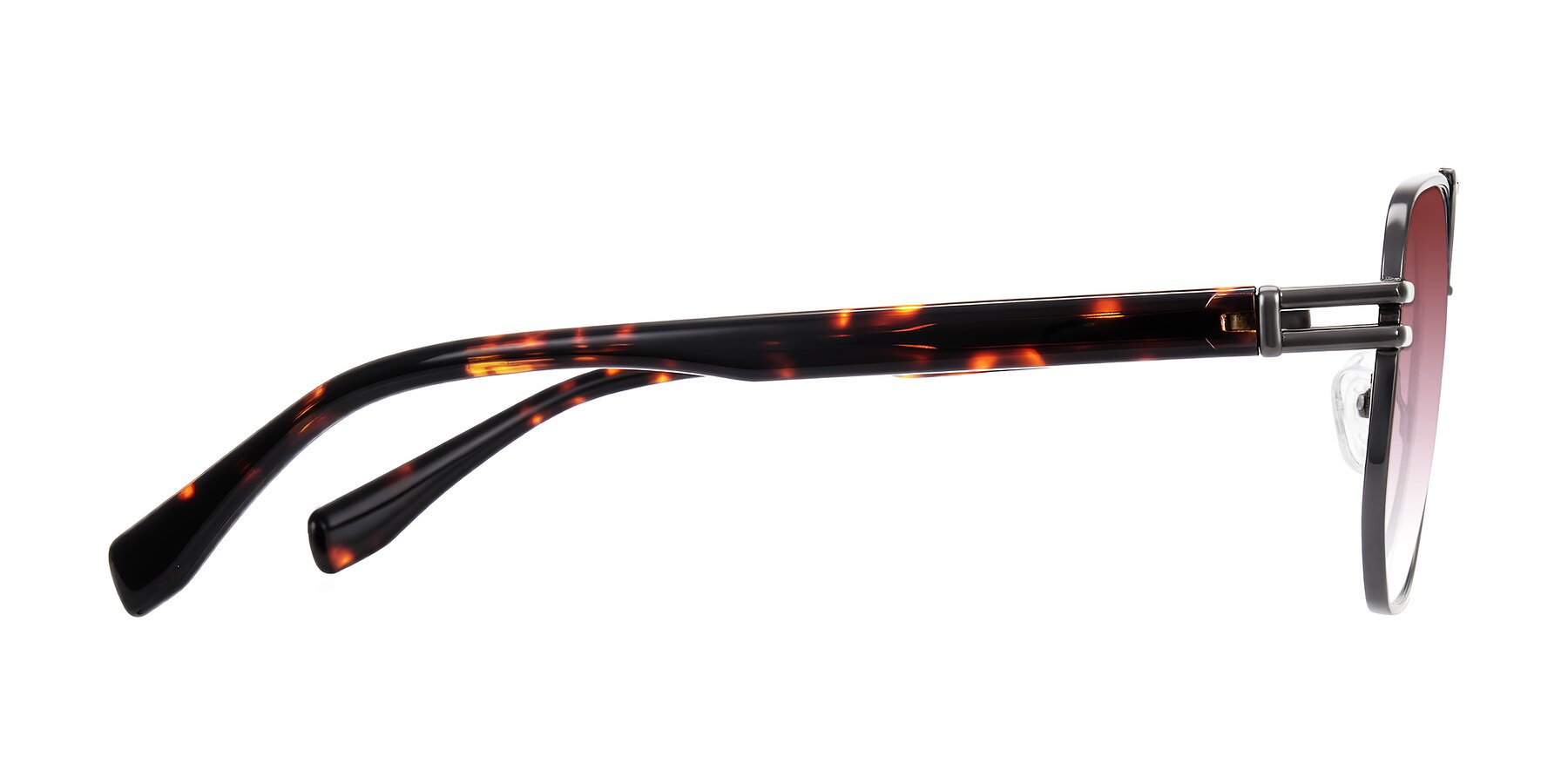Side of Lamonia in Matte Gunmetal/Tortoise with Garnet Gradient Lenses