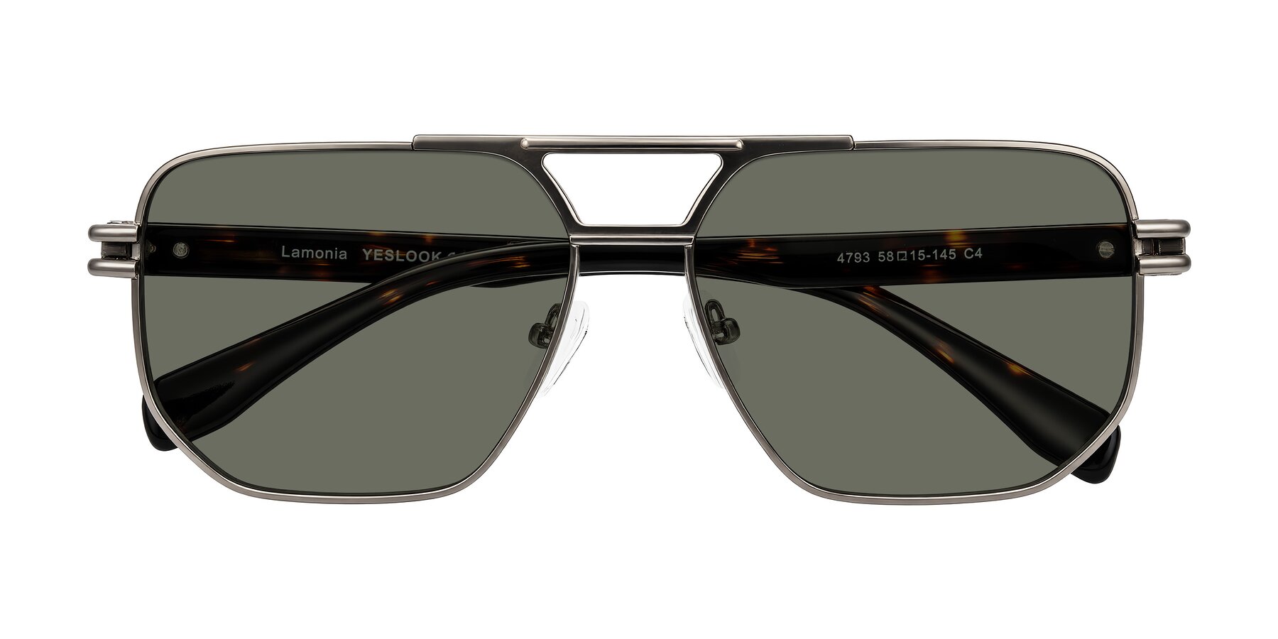 Folded Front of Lamonia in Matte Gunmetal/Tortoise with Gray Polarized Lenses
