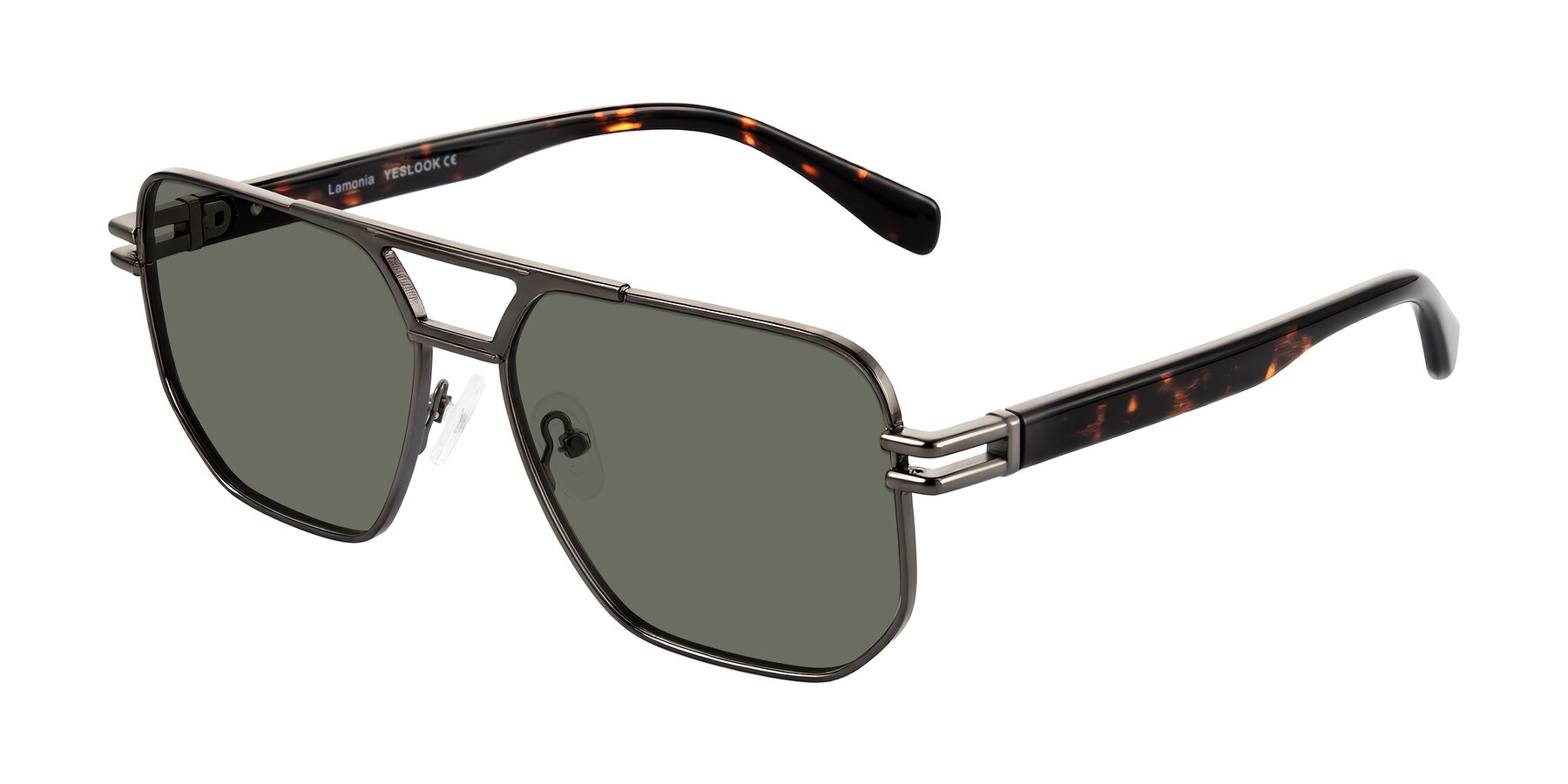 Angle of Lamonia in Matte Gunmetal/Tortoise with Gray Polarized Lenses