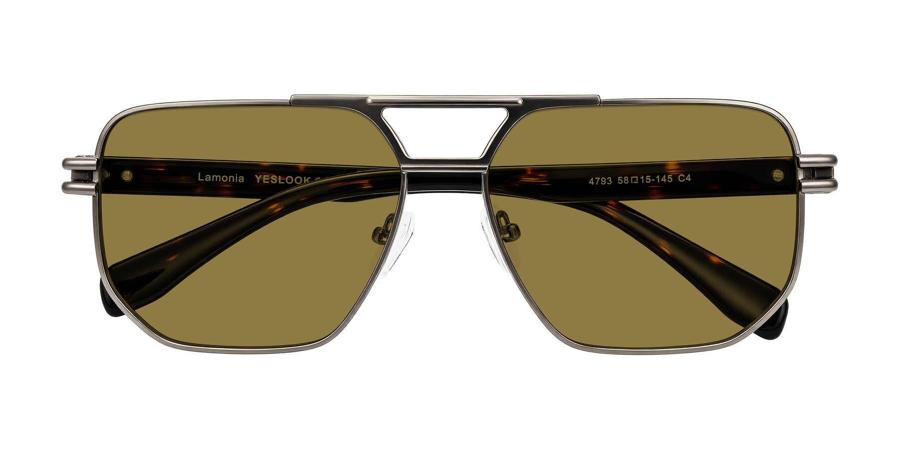 Folded Front of Lamonia in Matte Gunmetal/Tortoise with Brown Polarized Lenses
