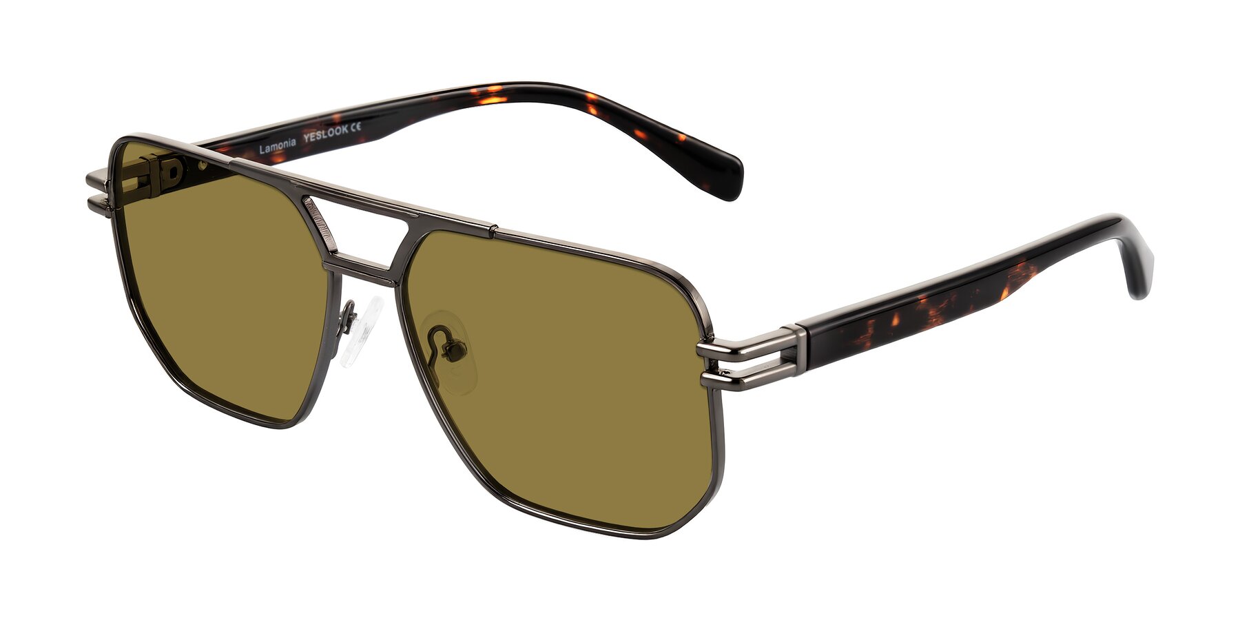 Angle of Lamonia in Matte Gunmetal/Tortoise with Brown Polarized Lenses