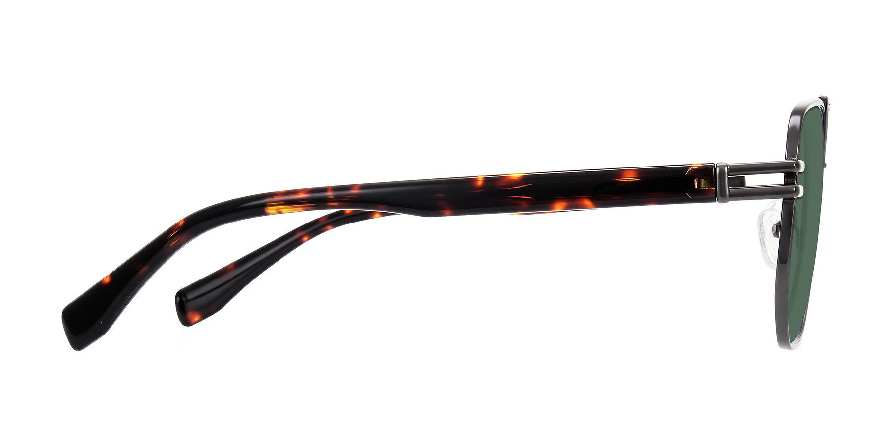 Side of Lamonia in Matte Gunmetal/Tortoise with Green Polarized Lenses