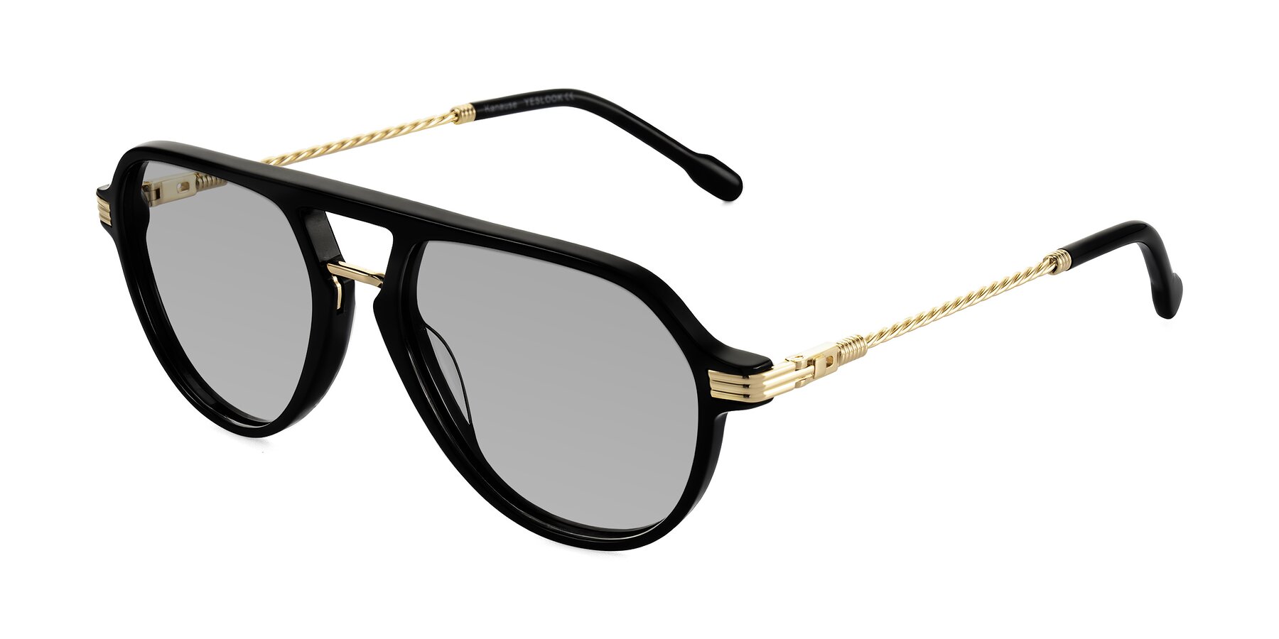 Angle of Kanause in Black/Gold with Light Gray Tinted Lenses
