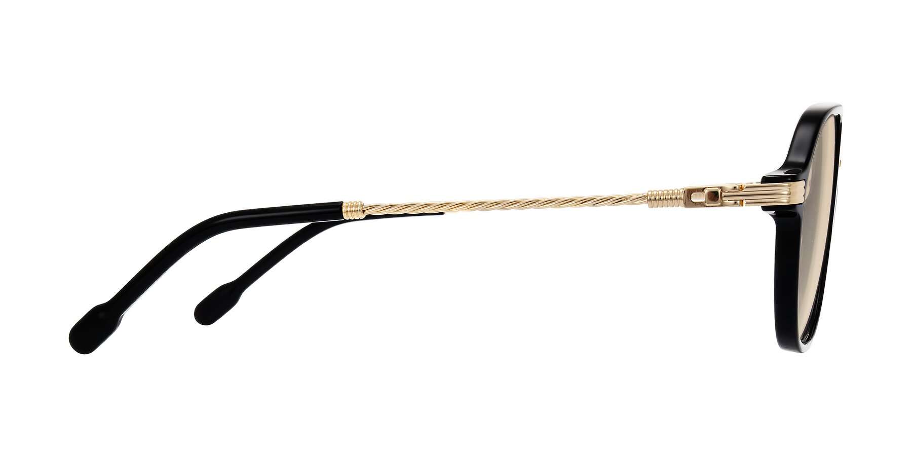 Side of Kanause in Black/Gold with Light Brown Tinted Lenses