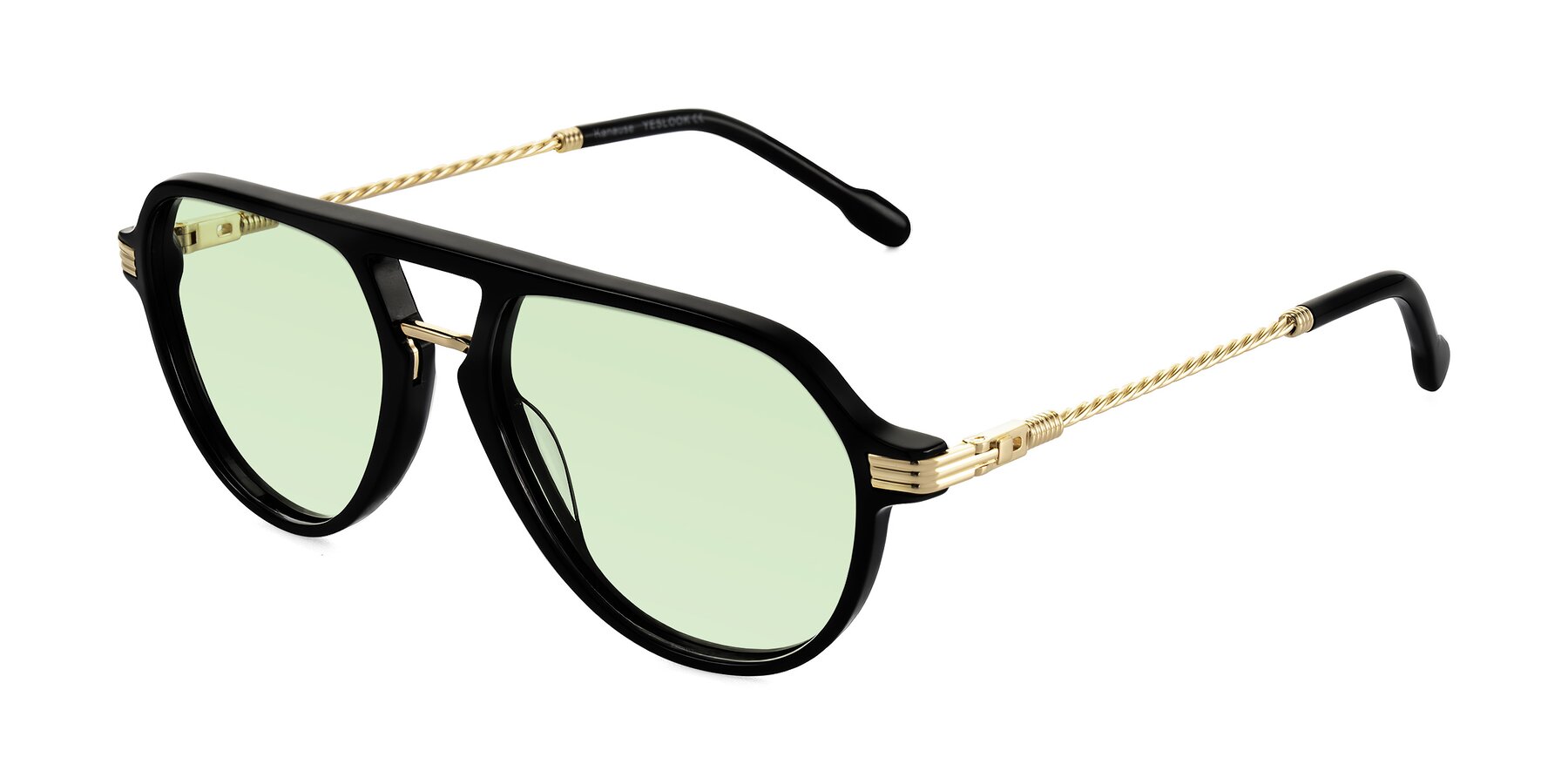 Angle of Kanause in Black/Gold with Light Green Tinted Lenses