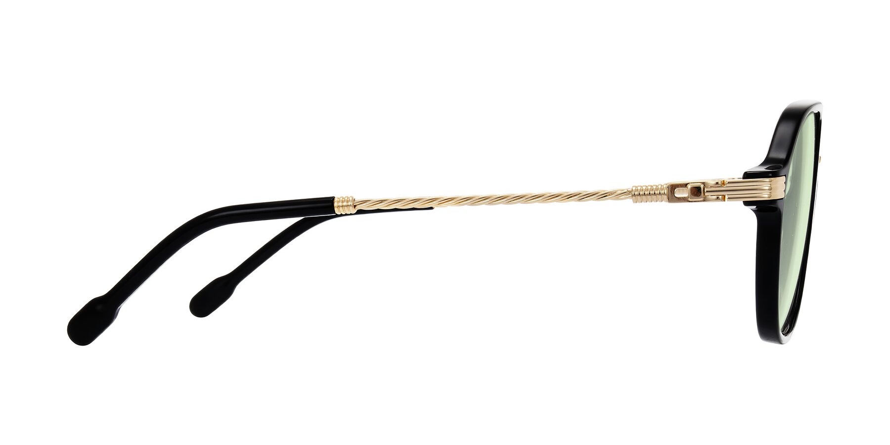 Side of Kanause in Black/Gold with Light Green Tinted Lenses