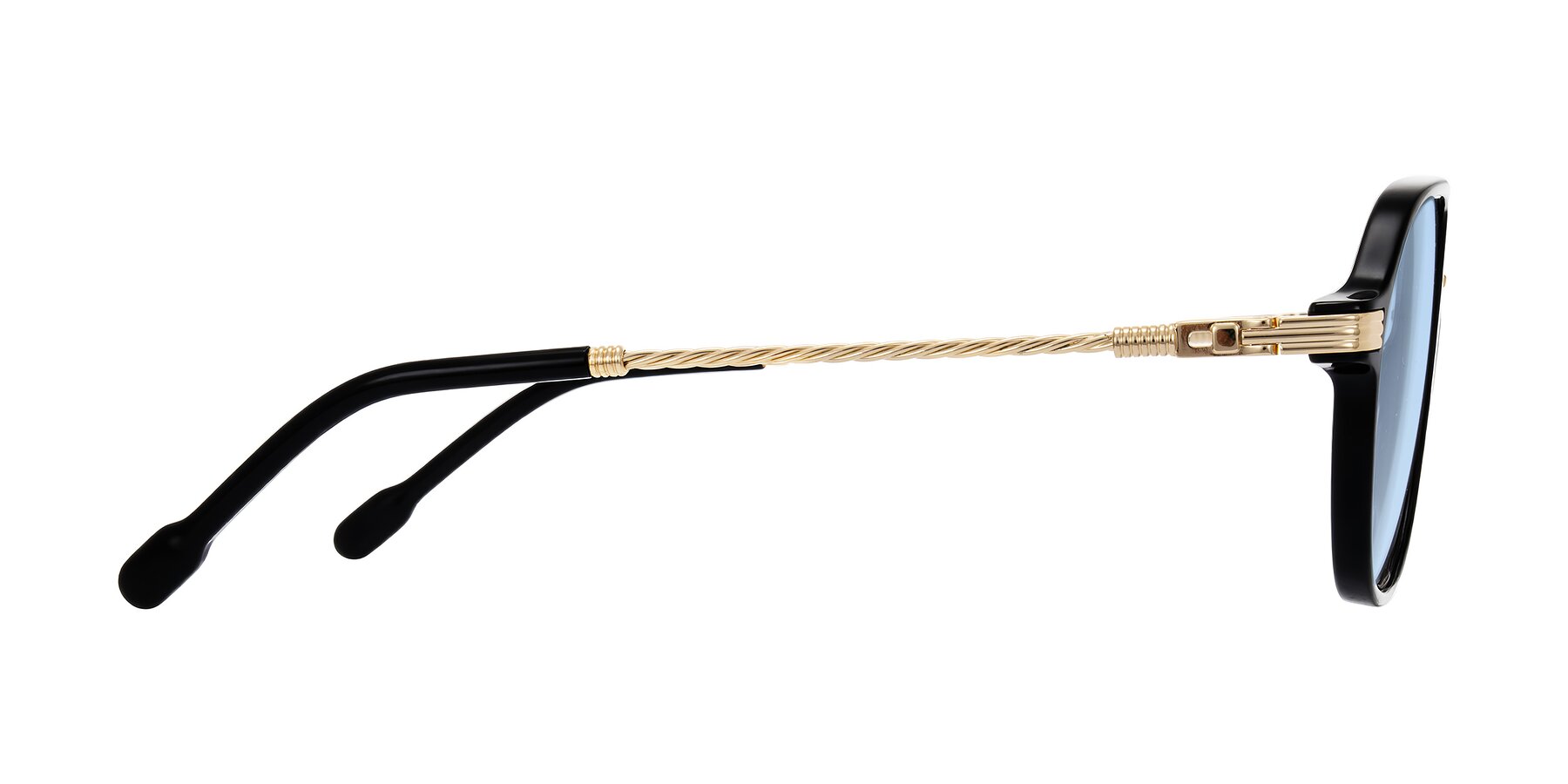 Side of Kanause in Black/Gold with Light Blue Tinted Lenses