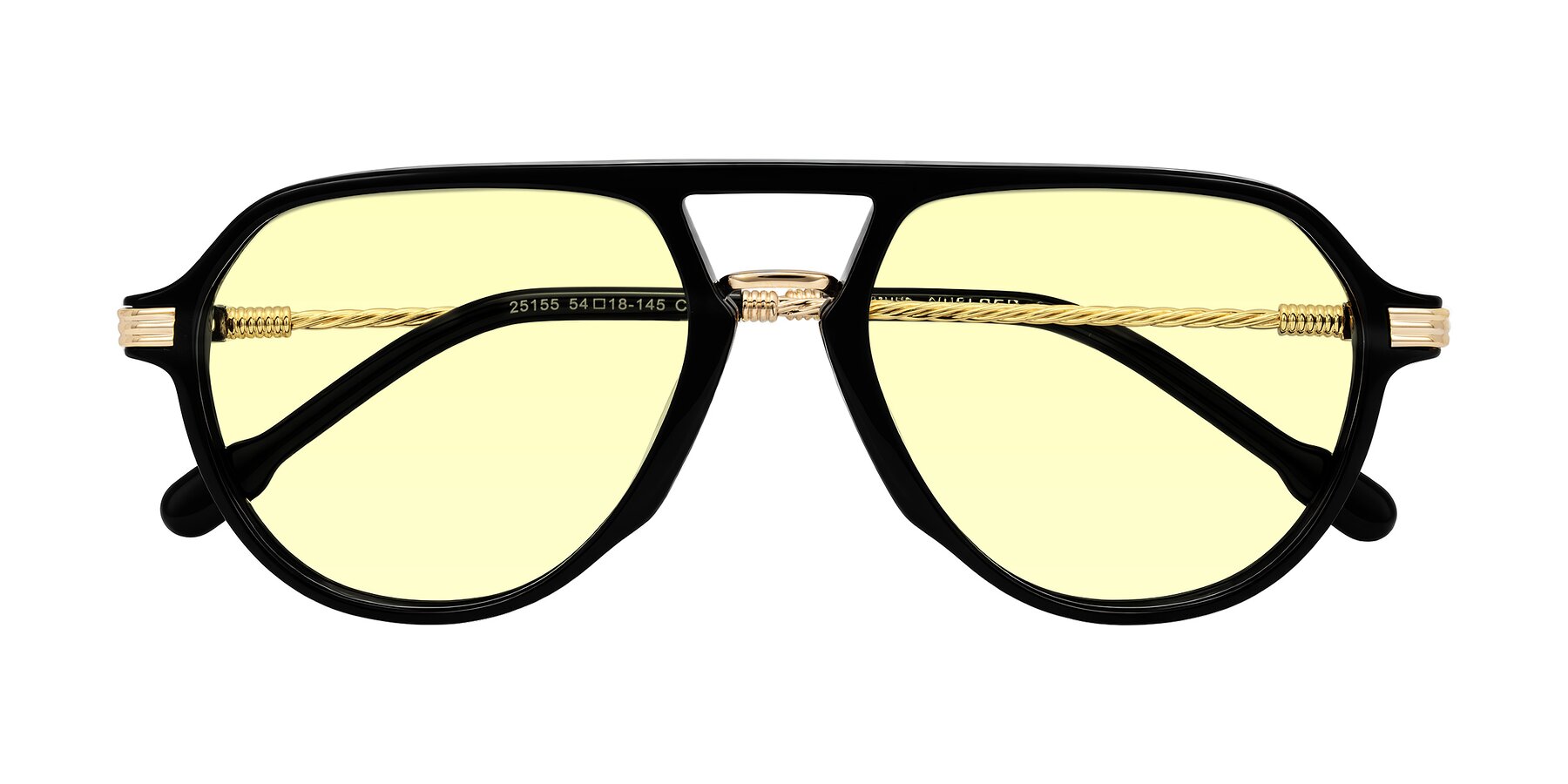Folded Front of Kanause in Black/Gold with Light Yellow Tinted Lenses