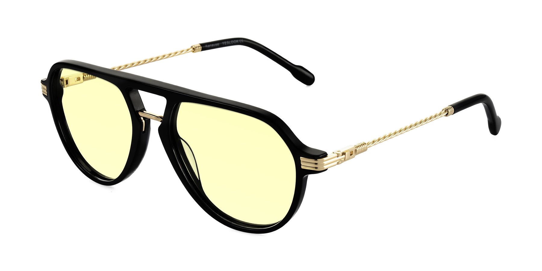 Angle of Kanause in Black/Gold with Light Yellow Tinted Lenses