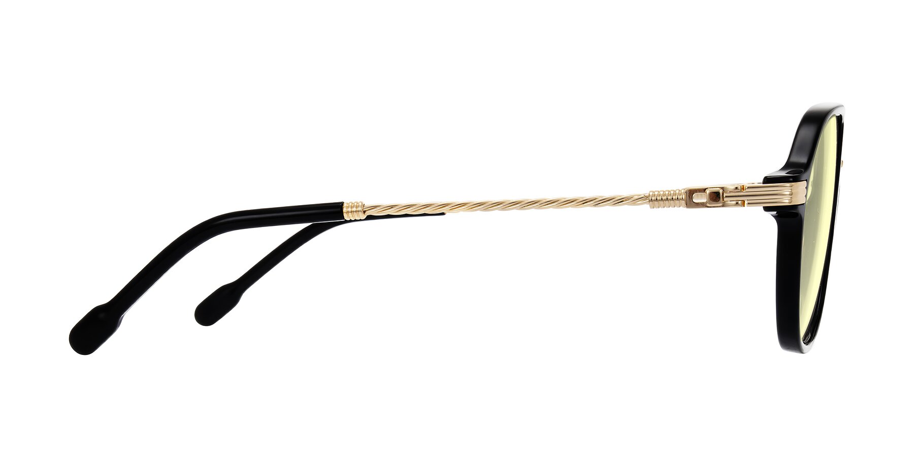 Side of Kanause in Black/Gold with Light Yellow Tinted Lenses