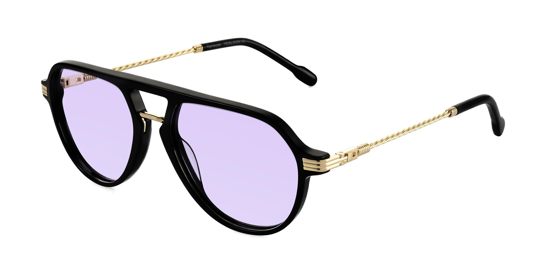 Angle of Kanause in Black/Gold with Light Purple Tinted Lenses