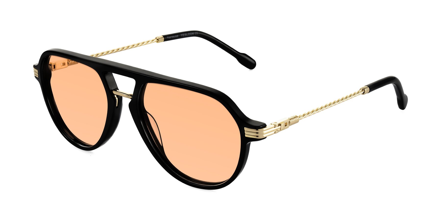 Angle of Kanause in Black/Gold with Light Orange Tinted Lenses