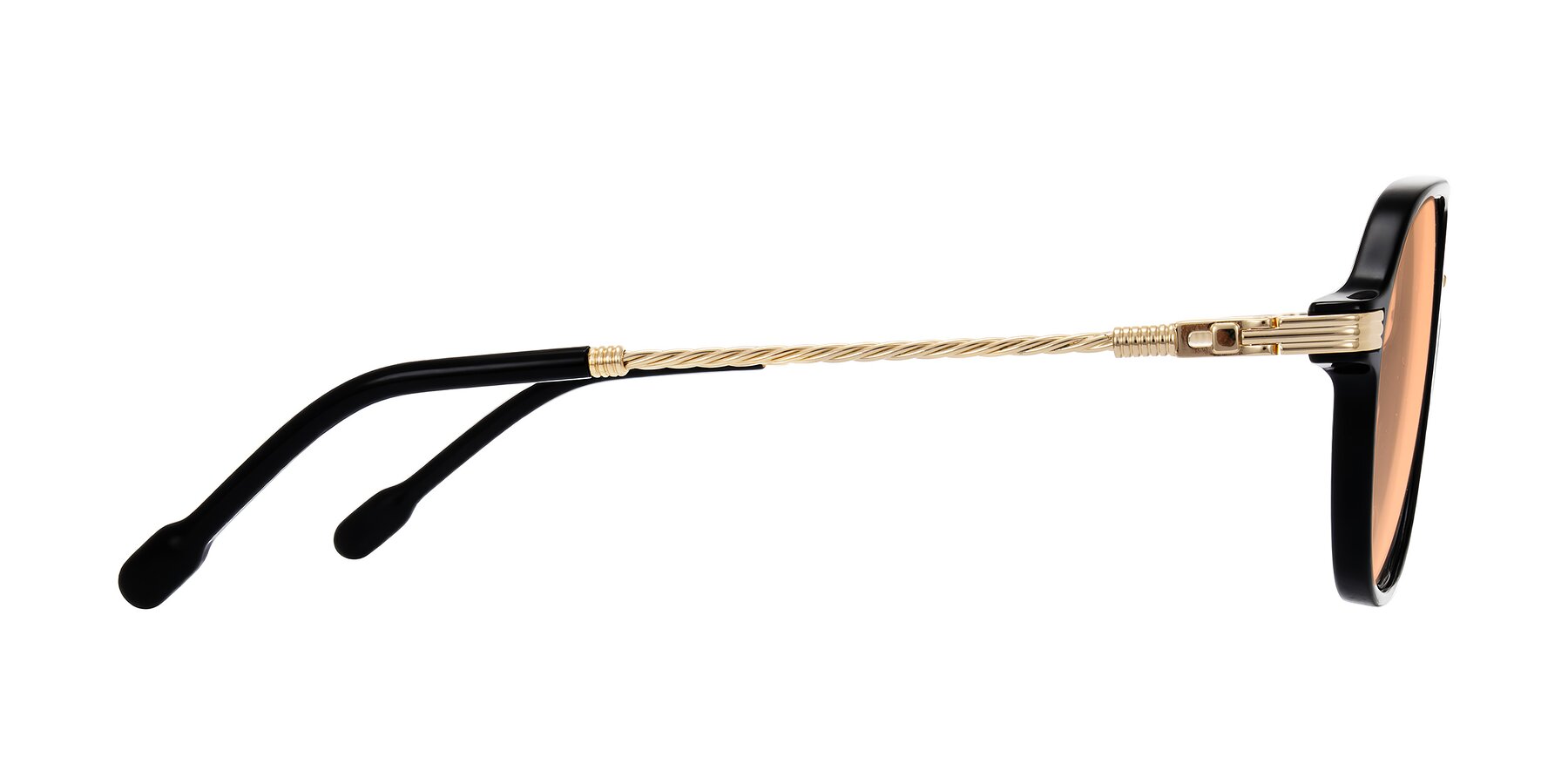 Side of Kanause in Black/Gold with Light Orange Tinted Lenses