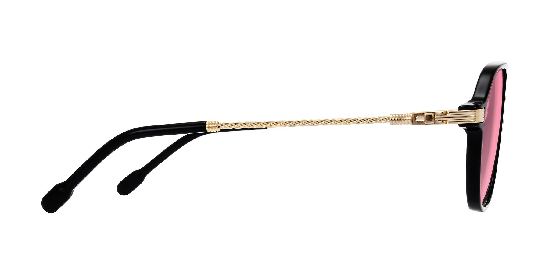 Side of Kanause in Black/Gold with Pink Tinted Lenses