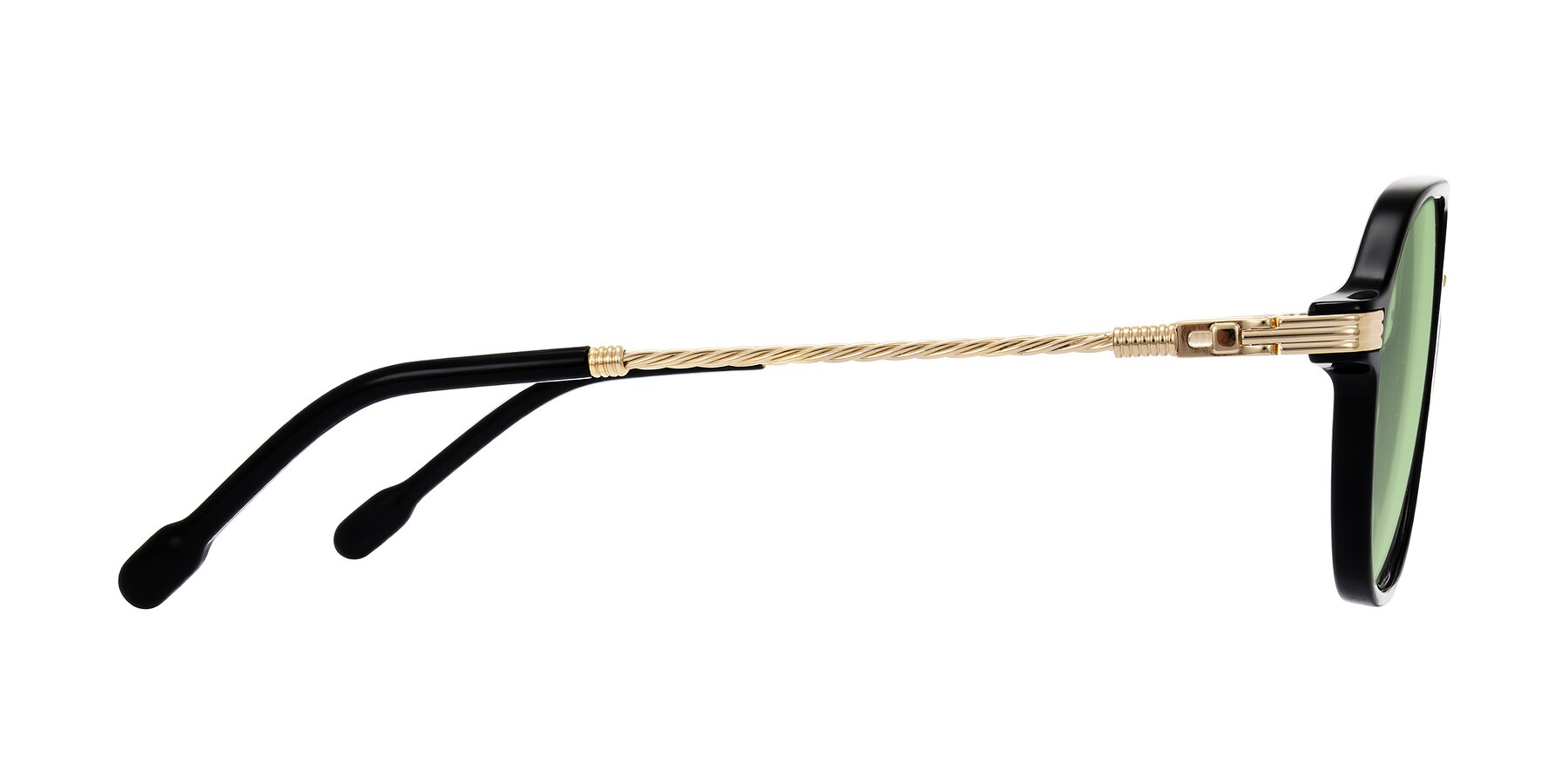 Side of Kanause in Black/Gold with Medium Green Tinted Lenses