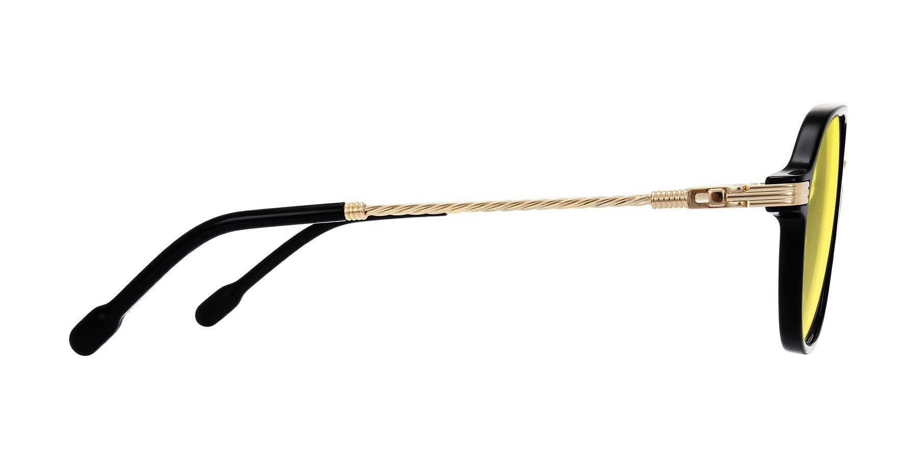 Side of Kanause in Black/Gold with Medium Yellow Tinted Lenses