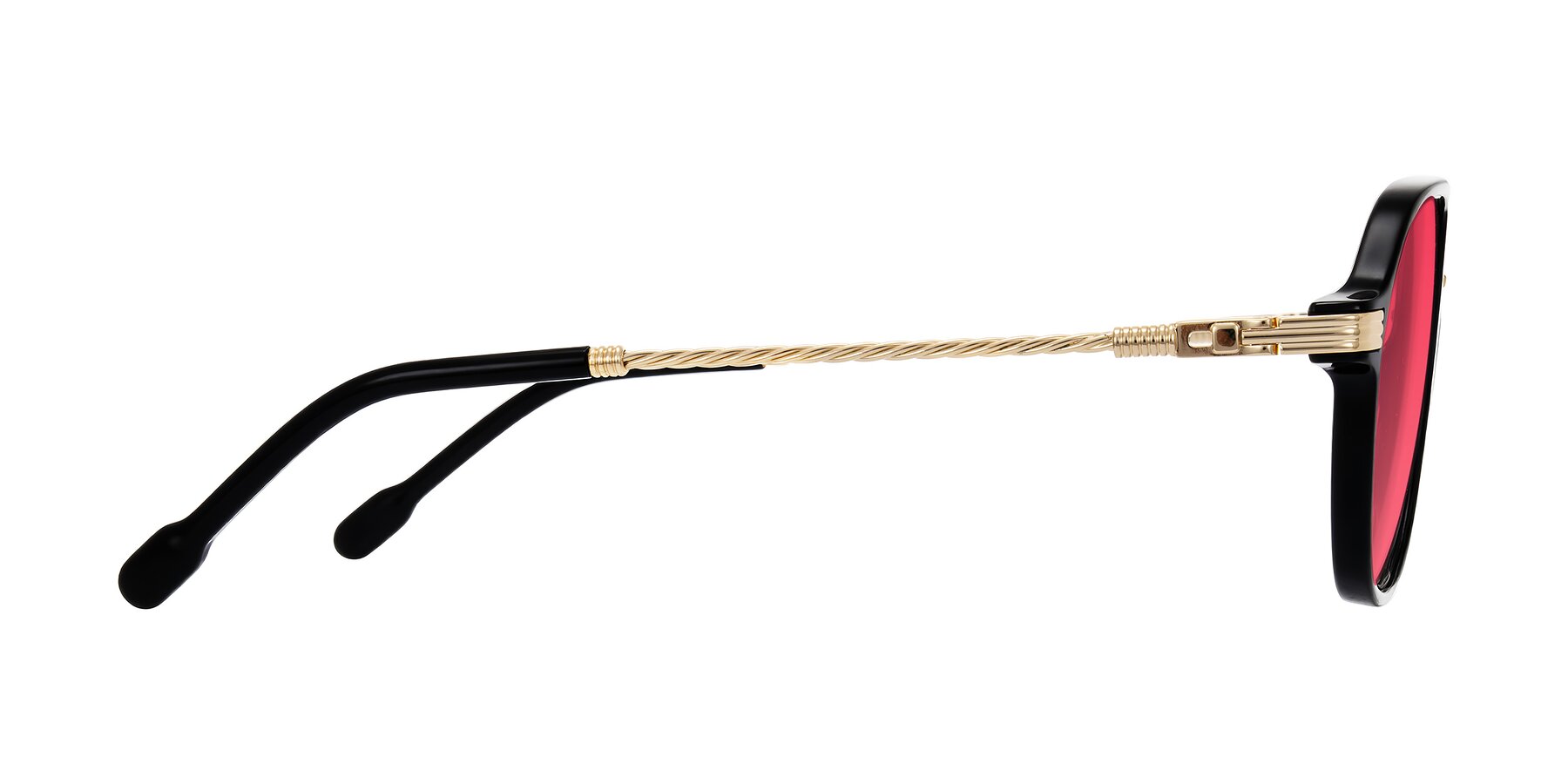 Side of Kanause in Black/Gold with Red Tinted Lenses