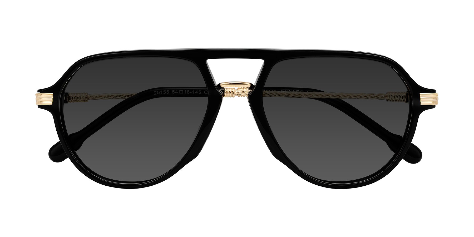 Folded Front of Kanause in Black/Gold with Gray Tinted Lenses