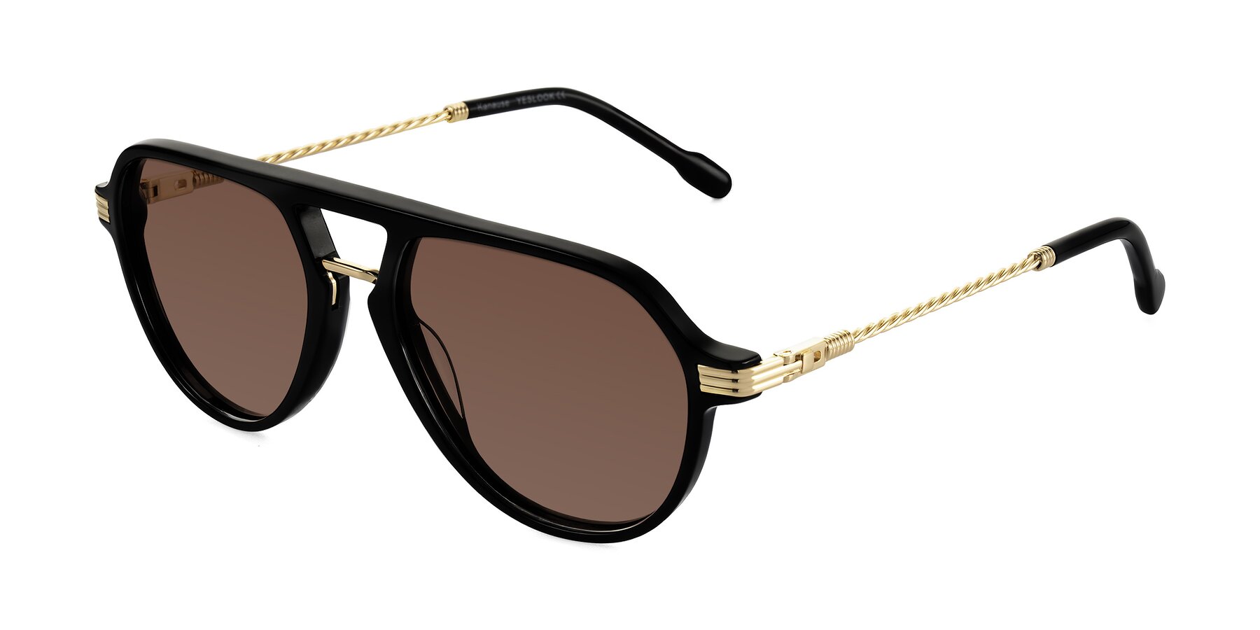 Angle of Kanause in Black/Gold with Brown Tinted Lenses