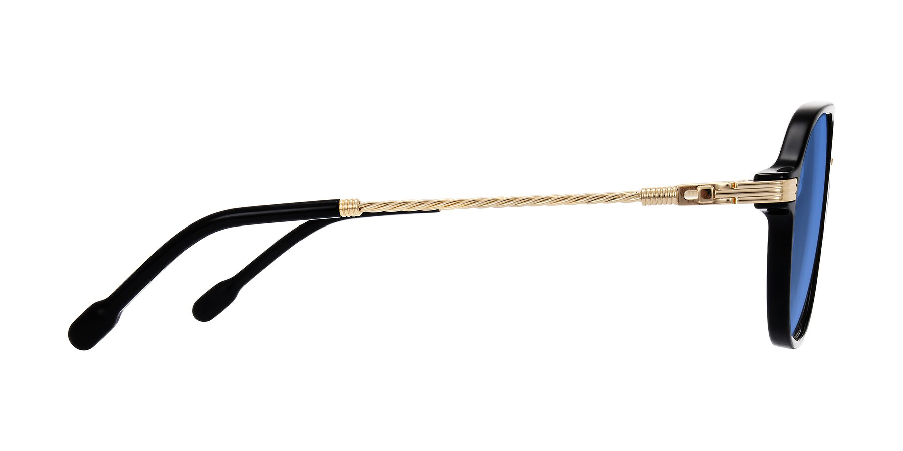 Side of Kanause in Black/Gold with Blue Tinted Lenses