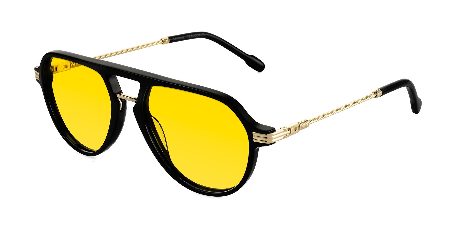 Angle of Kanause in Black/Gold with Yellow Tinted Lenses