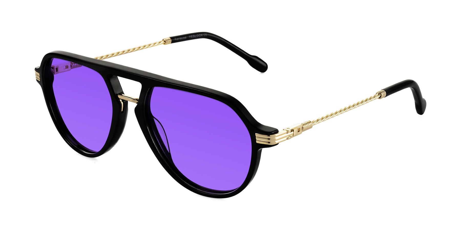 Angle of Kanause in Black/Gold with Purple Tinted Lenses